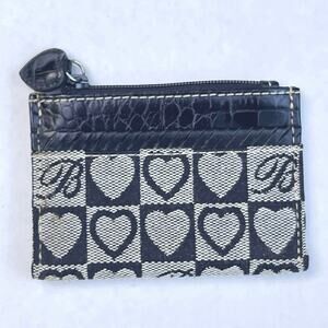 Brighton Black & White Checkered Heart Card Case Wallet